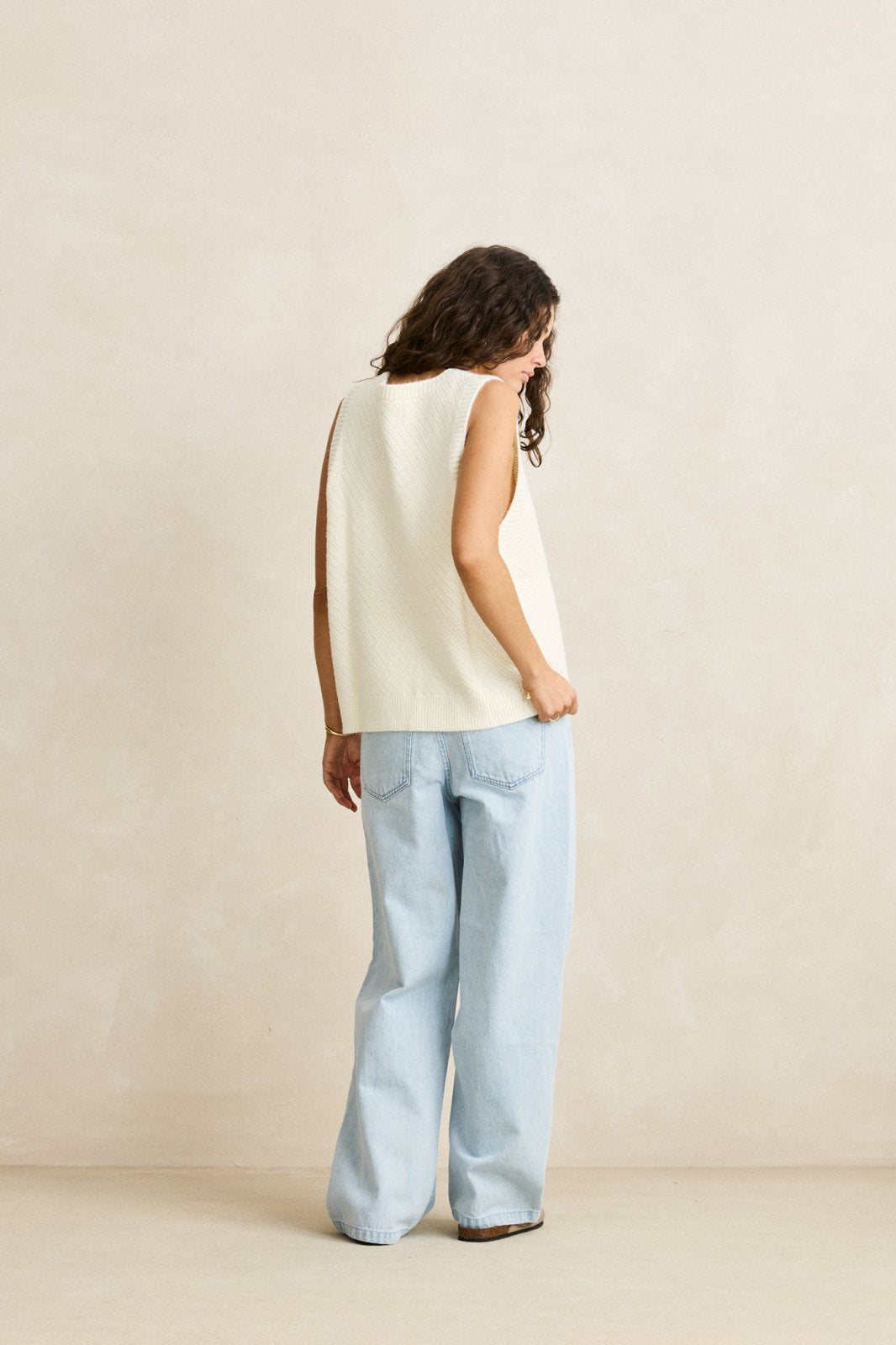 Archer Knit Vest - Vintage White