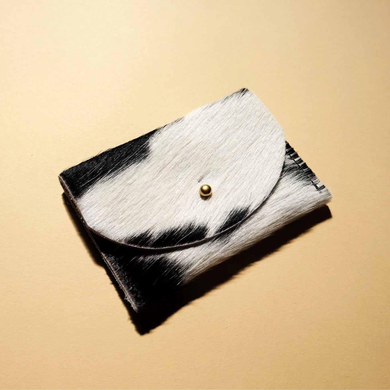 Cardholder - Black + White Hair On Hide