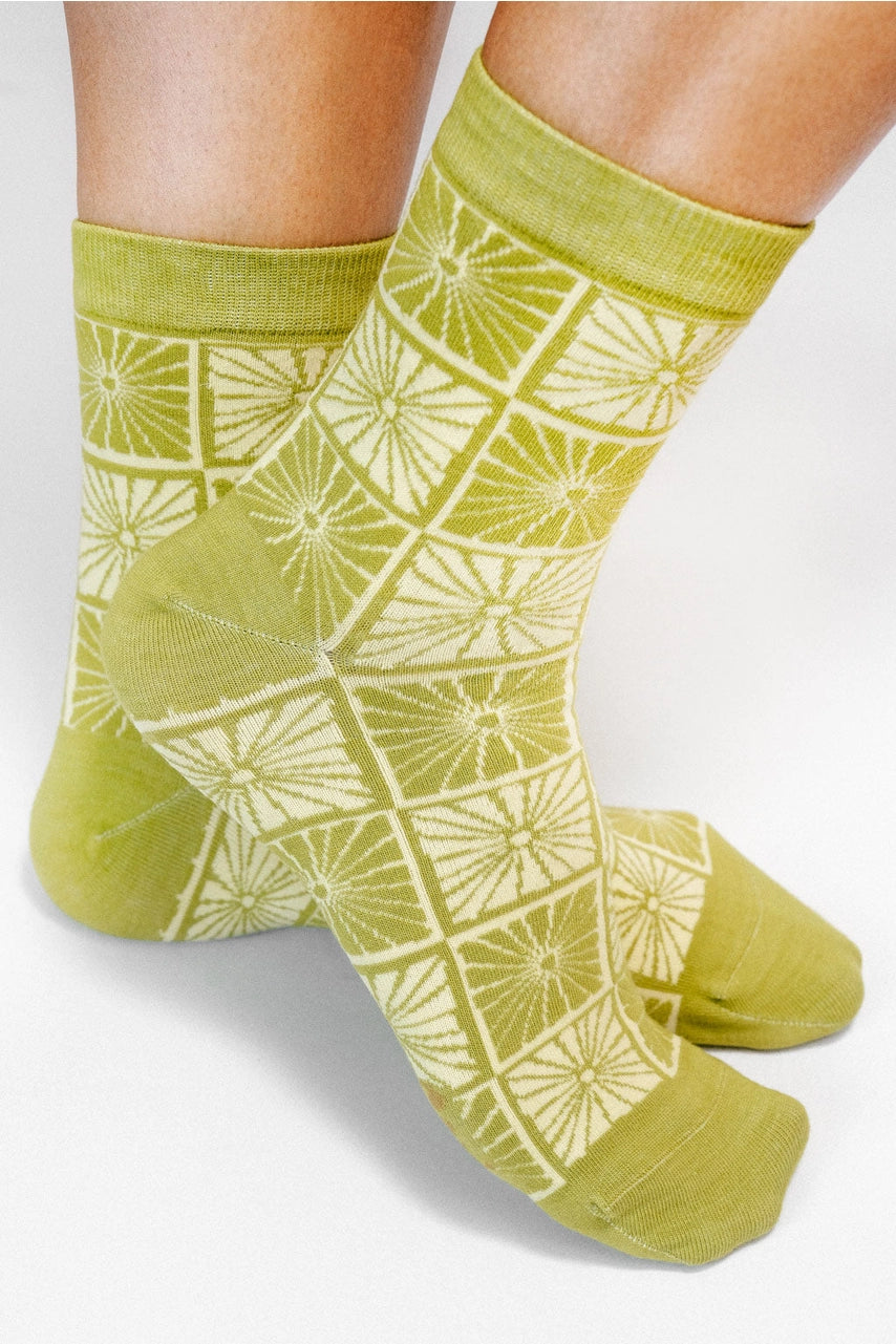 Flower Checkers Knit Ankle Sock By the Soulshine Co.