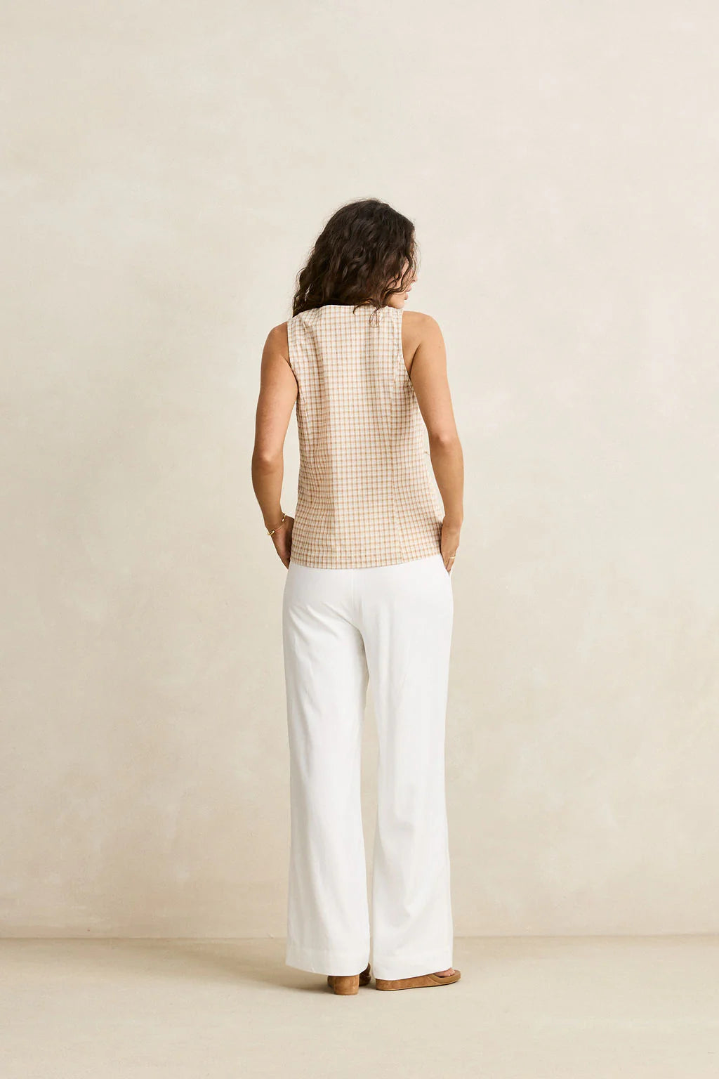 London Check Vest - Natural