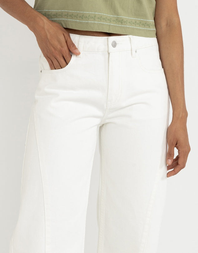 Low Rise Barrel Denim - White