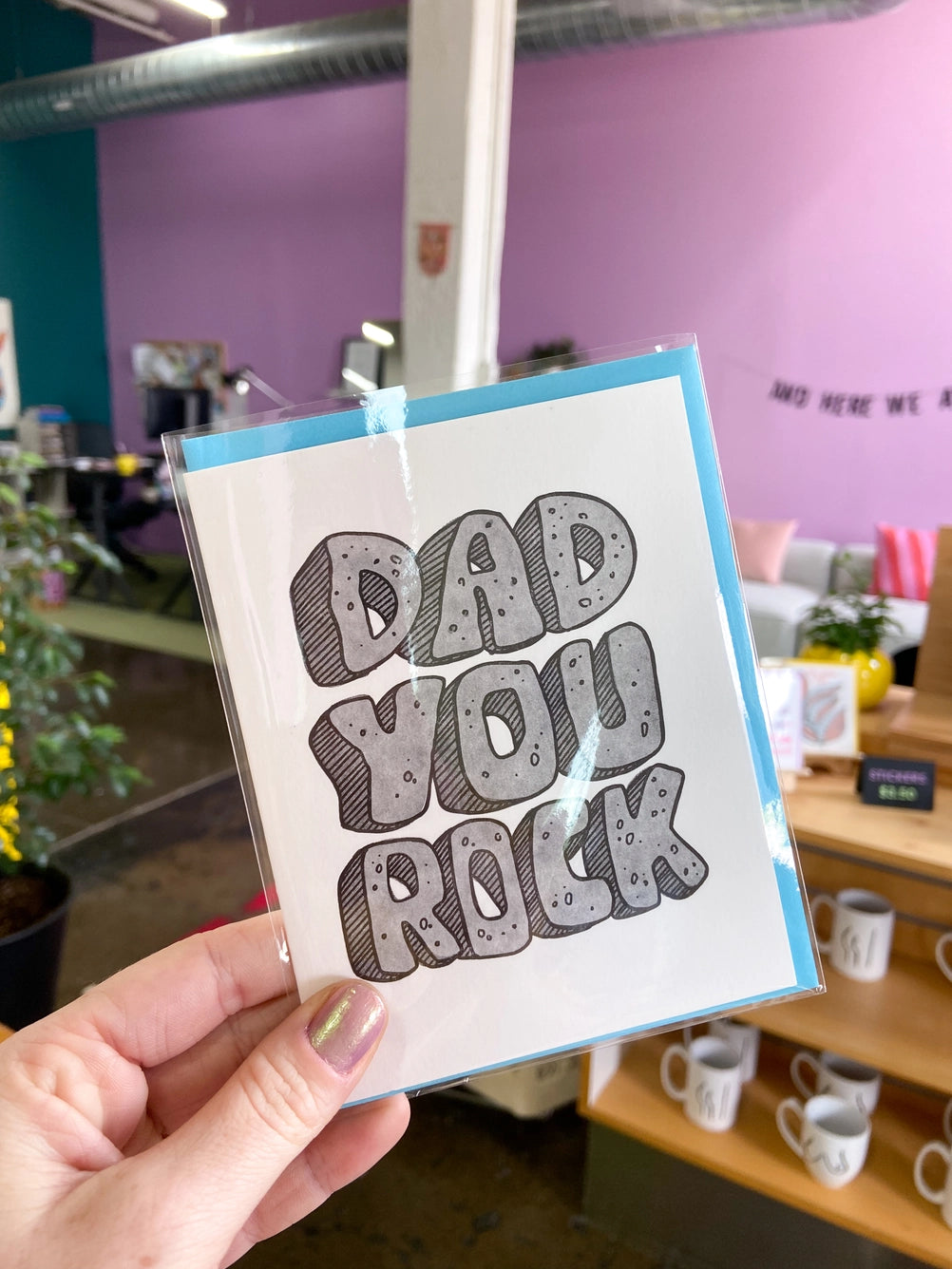 Dad You Rock Birthday Letterpress Greeting Card