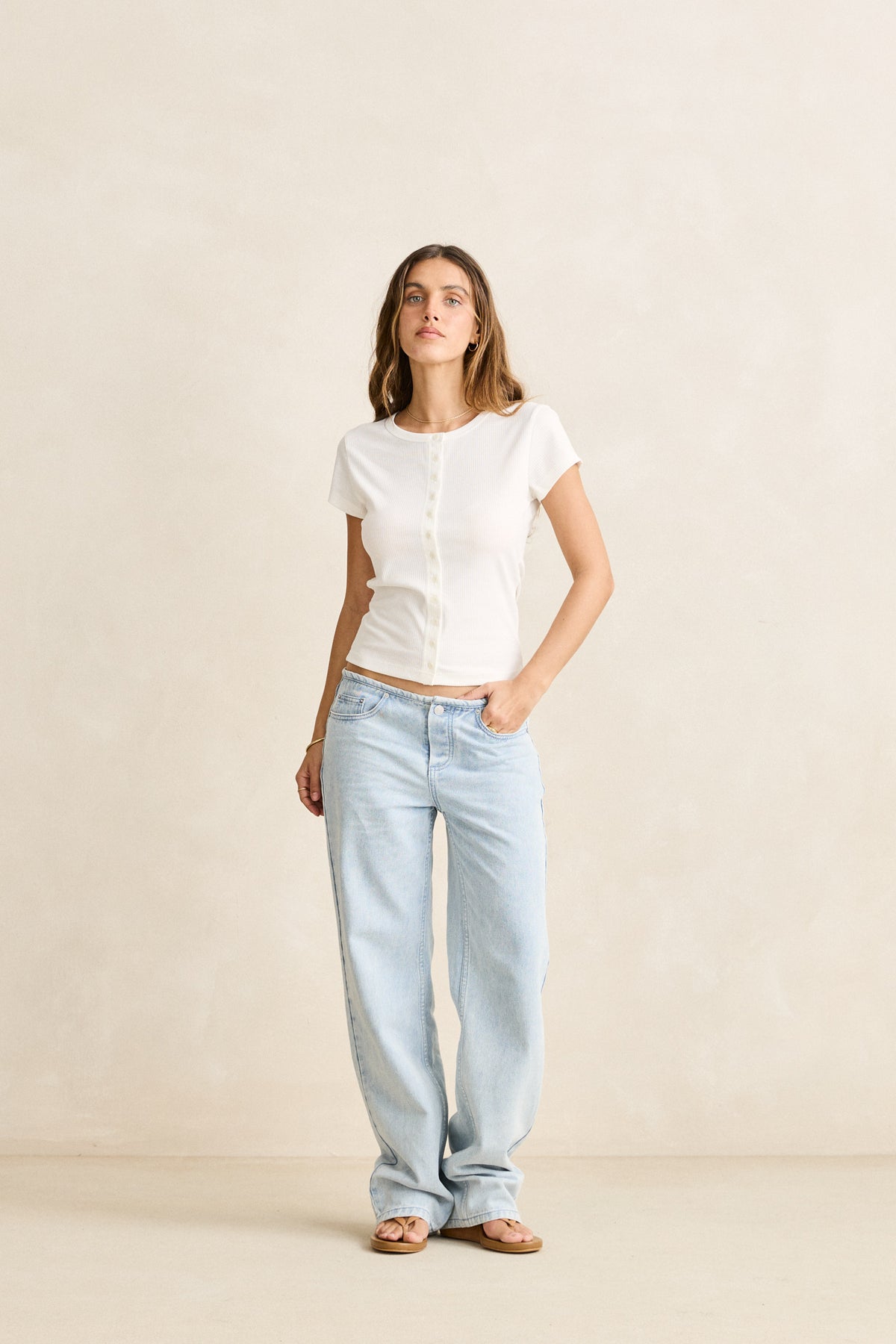 Portia button down rib top