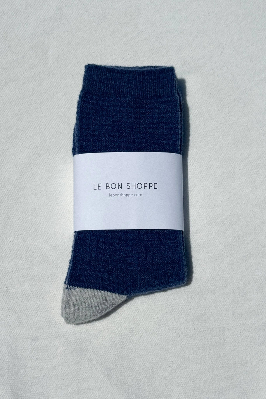 Wool Waffled Socks - Denim/Stone