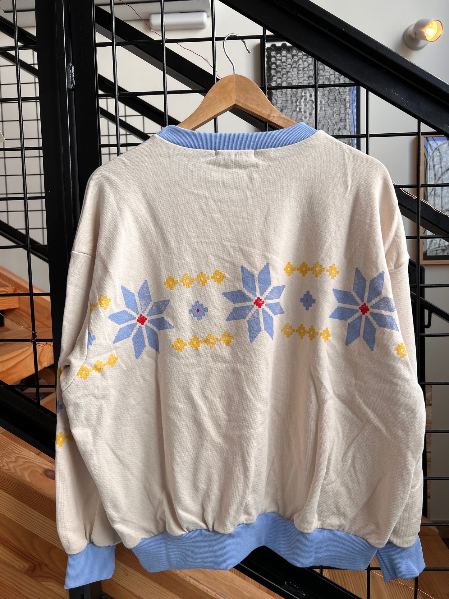 Fair Isle Snowflake Oversized Terry Sweatshirt