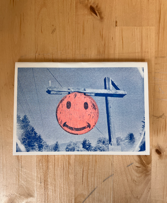 Riso Print Greeting Card - Western Oregon Smiley