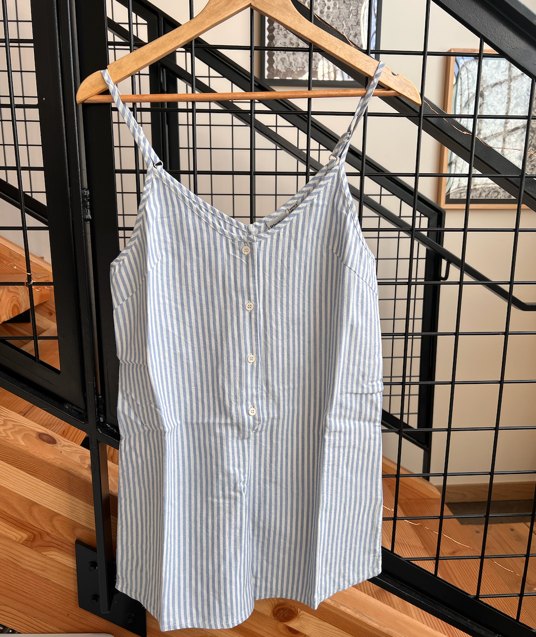 Valley Stripe Adjustable Romper - Blue