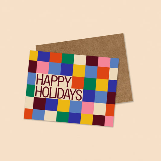 Happy Holidays Color Block - Greeting Card