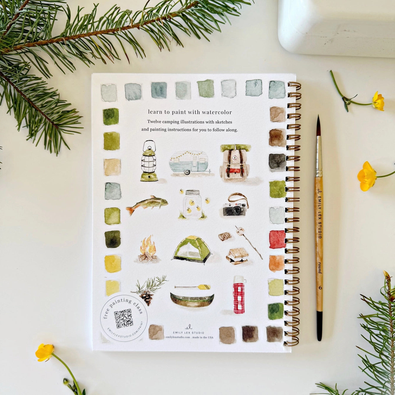 Camping Watercolor Workbook