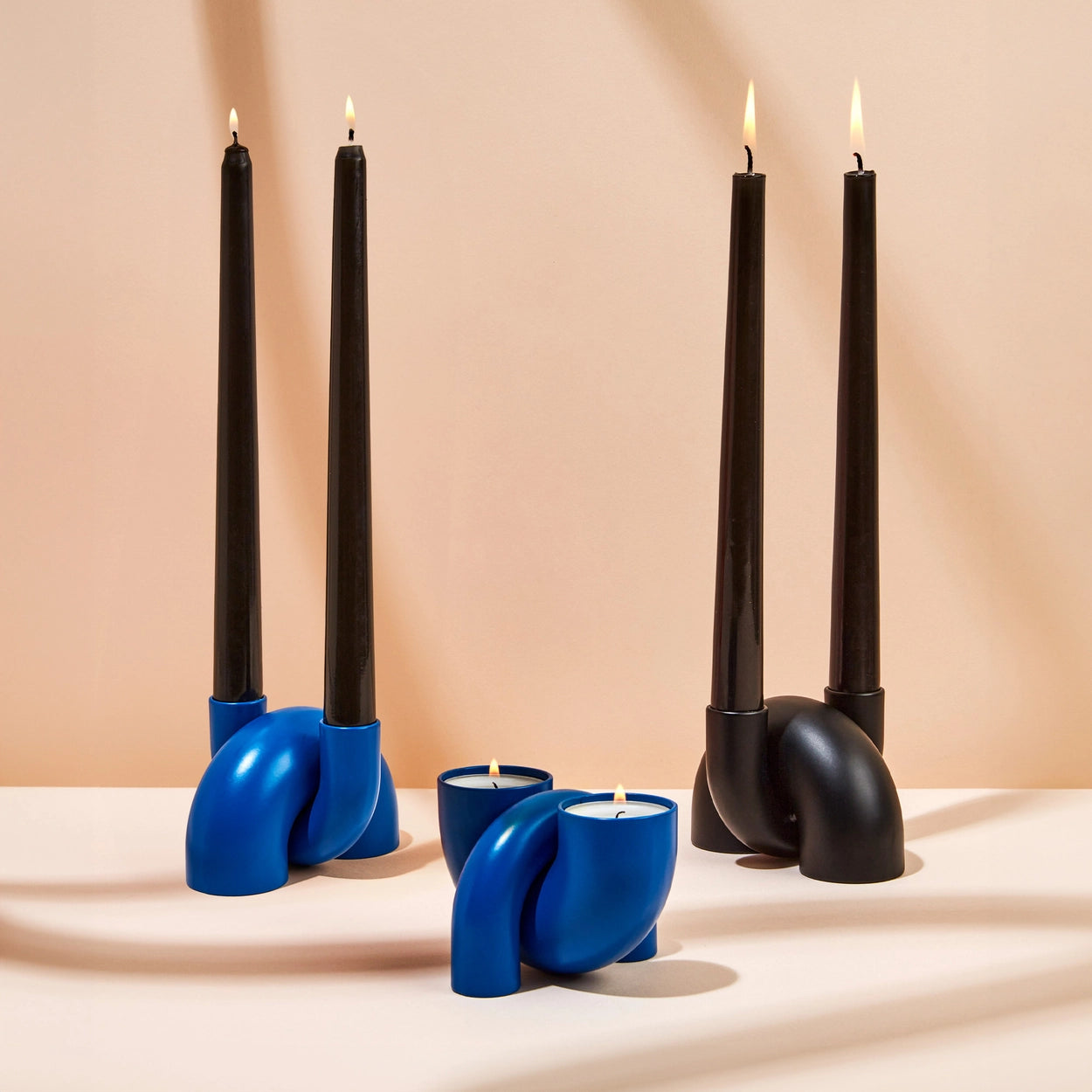 Macaroni 2-in-1 Candleholder - Tapers & Tealights - Blue