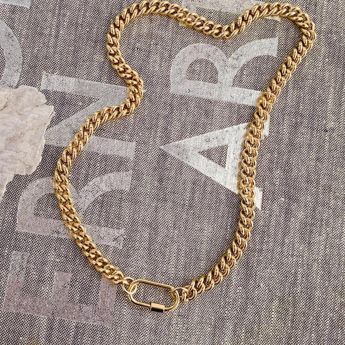 Carabiner Chunky Gold Chain Necklace