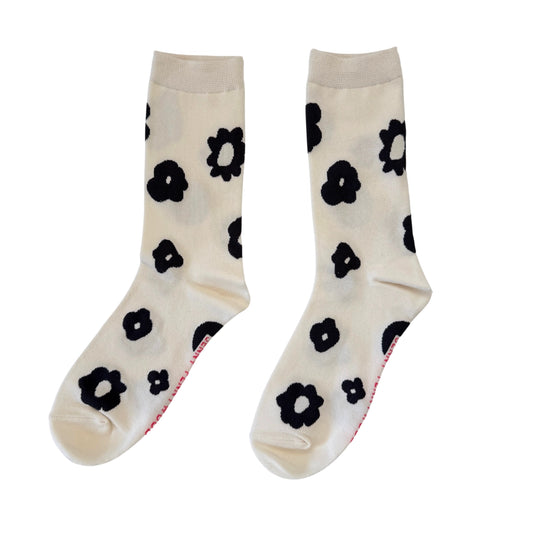 Crew Socks - Celeste in Black & Natural