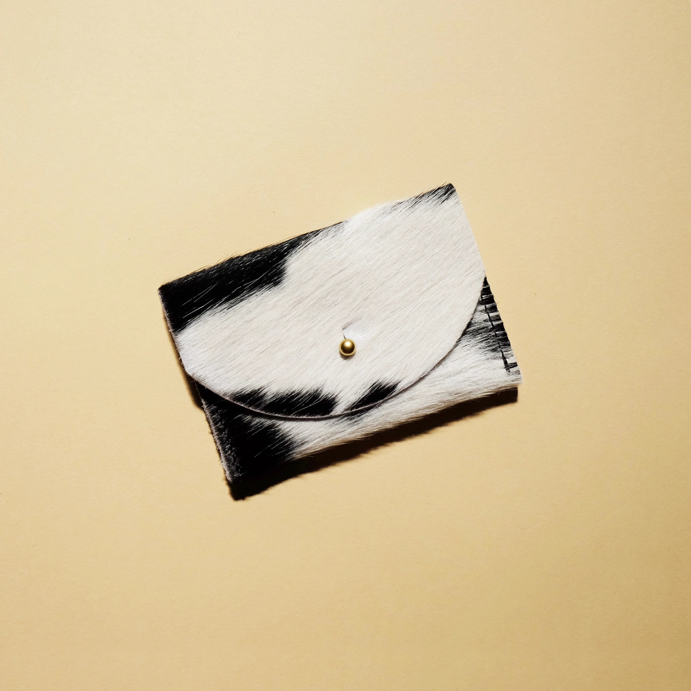 Cardholder - Black + White Hair On Hide