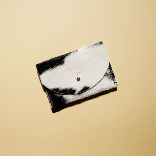 Cardholder - Black + White Hair On Hide