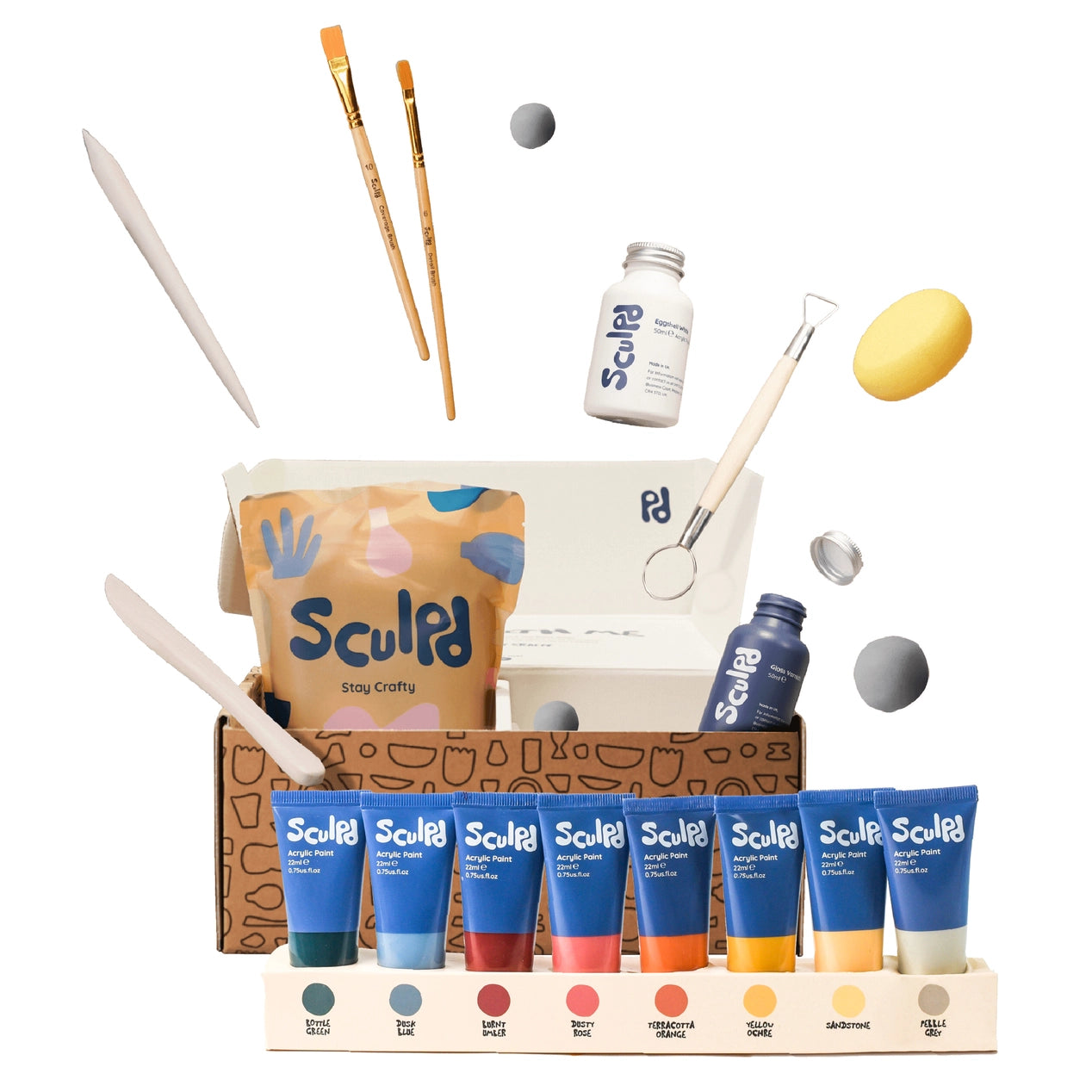 Sculpd Diy Pottery Kit & Earth Tones Paint Set