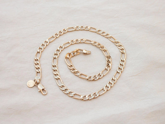 Thick Gold Figaro Chain Necklace