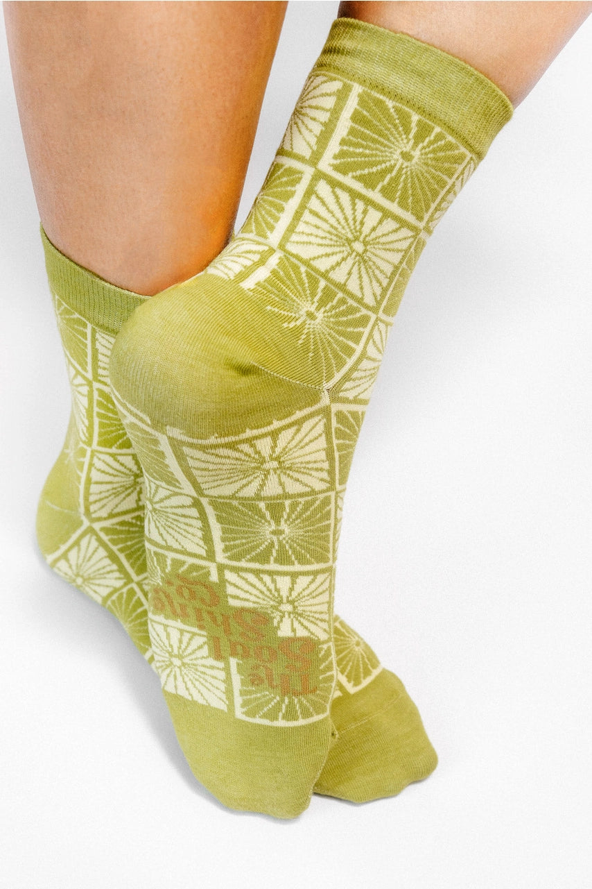 Flower Checkers Knit Ankle Sock By the Soulshine Co.
