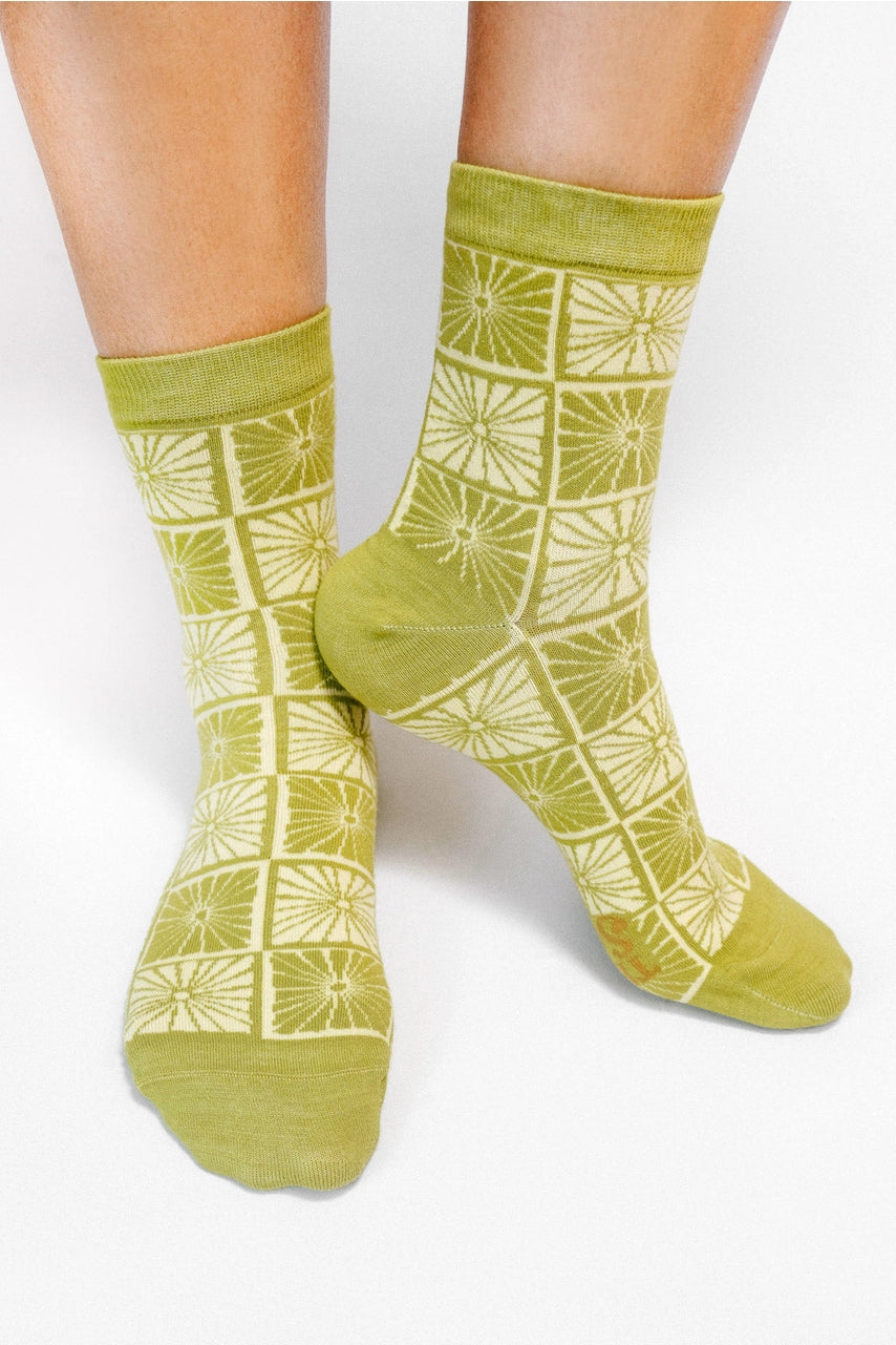 Flower Checkers Knit Ankle Sock By the Soulshine Co.