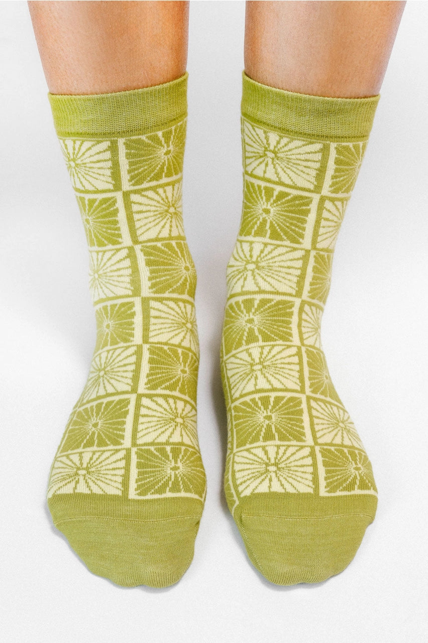Flower Checkers Knit Ankle Sock By the Soulshine Co.