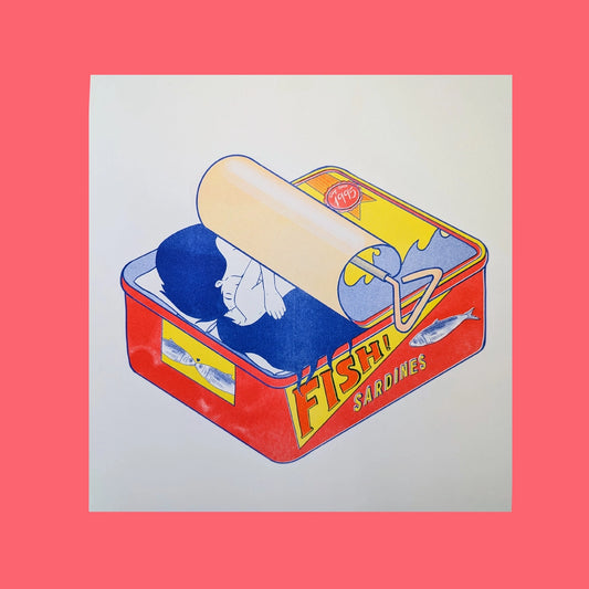 Sardine Girls Risograph Print | 11"x12"