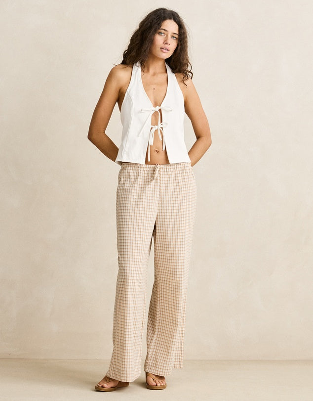 Louise Tie Front Halter Top - White