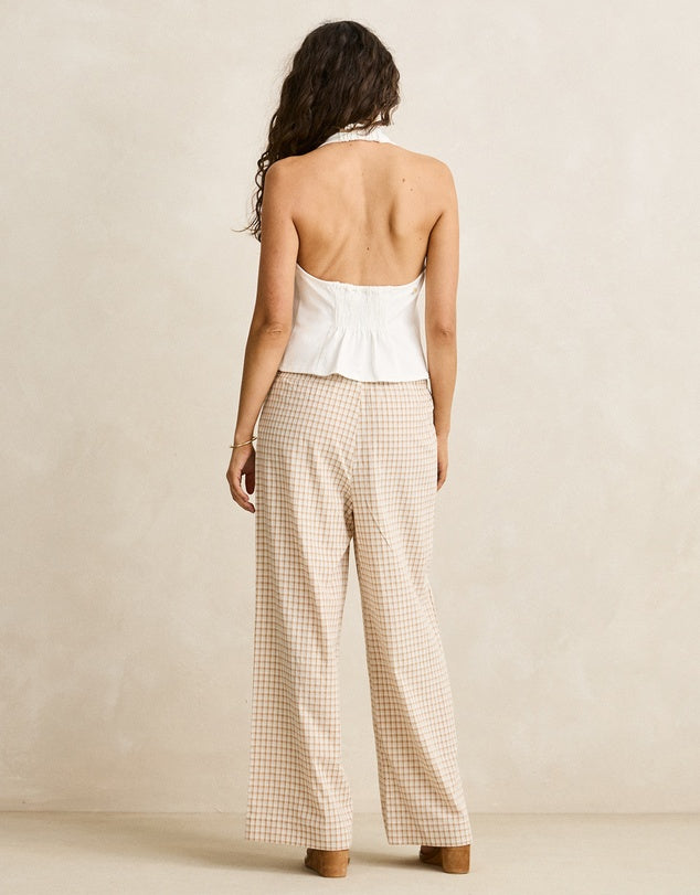 Louise Tie Front Halter Top - White