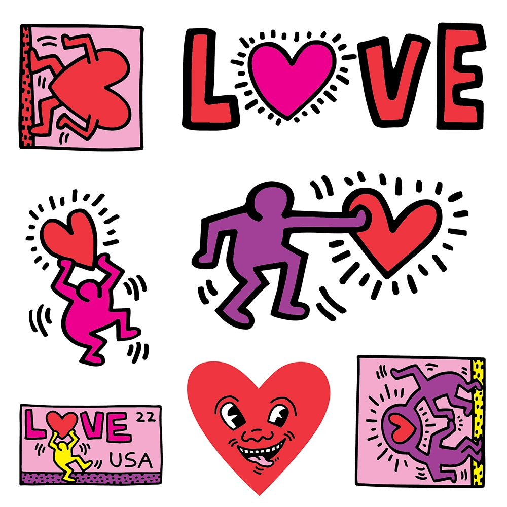 Love By Keith Haring - Sheet of 7 Kiss-Cut Stickers