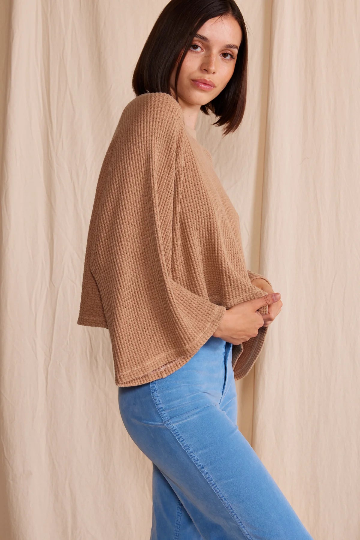 Lotus Waffle Top - Camel