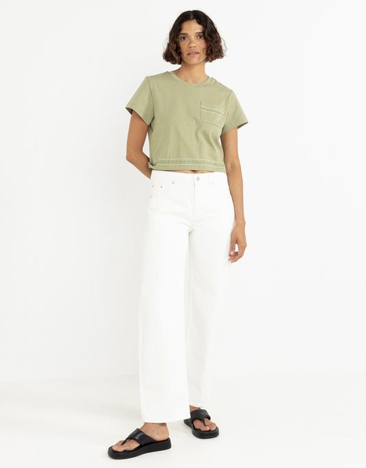 Low Rise Barrel Denim - White