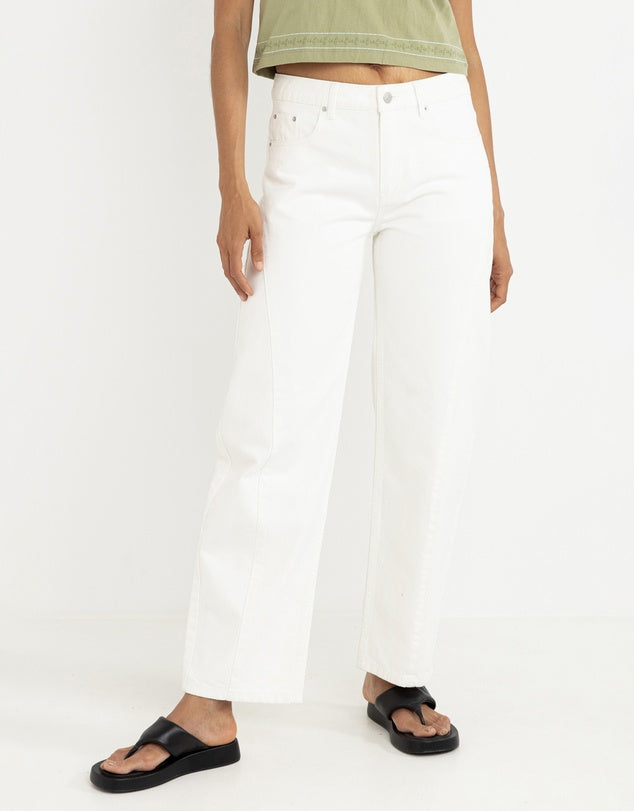 Low Rise Barrel Denim - White