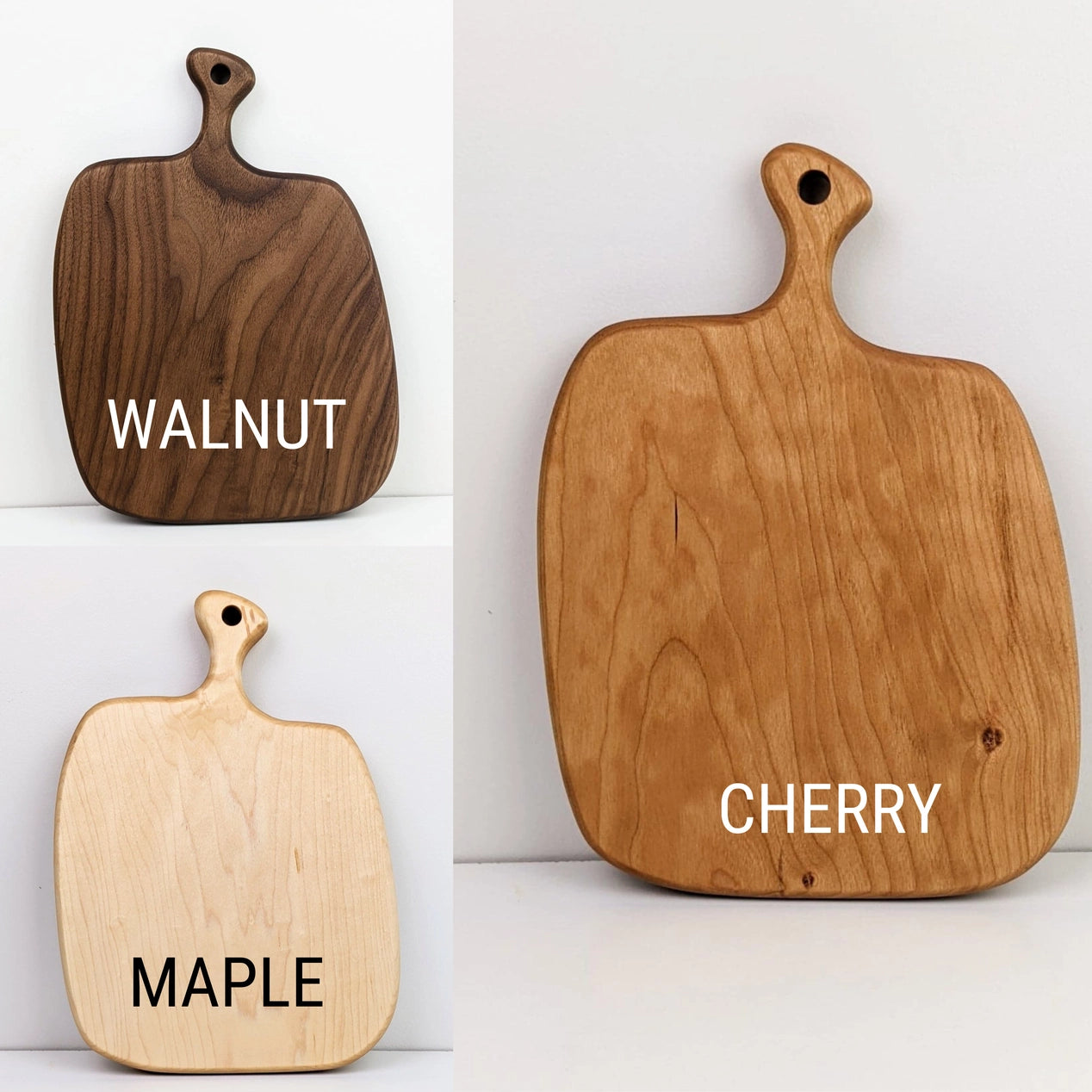 Large Cherry Wooden Charcuterie Board with Handle (Rounded)