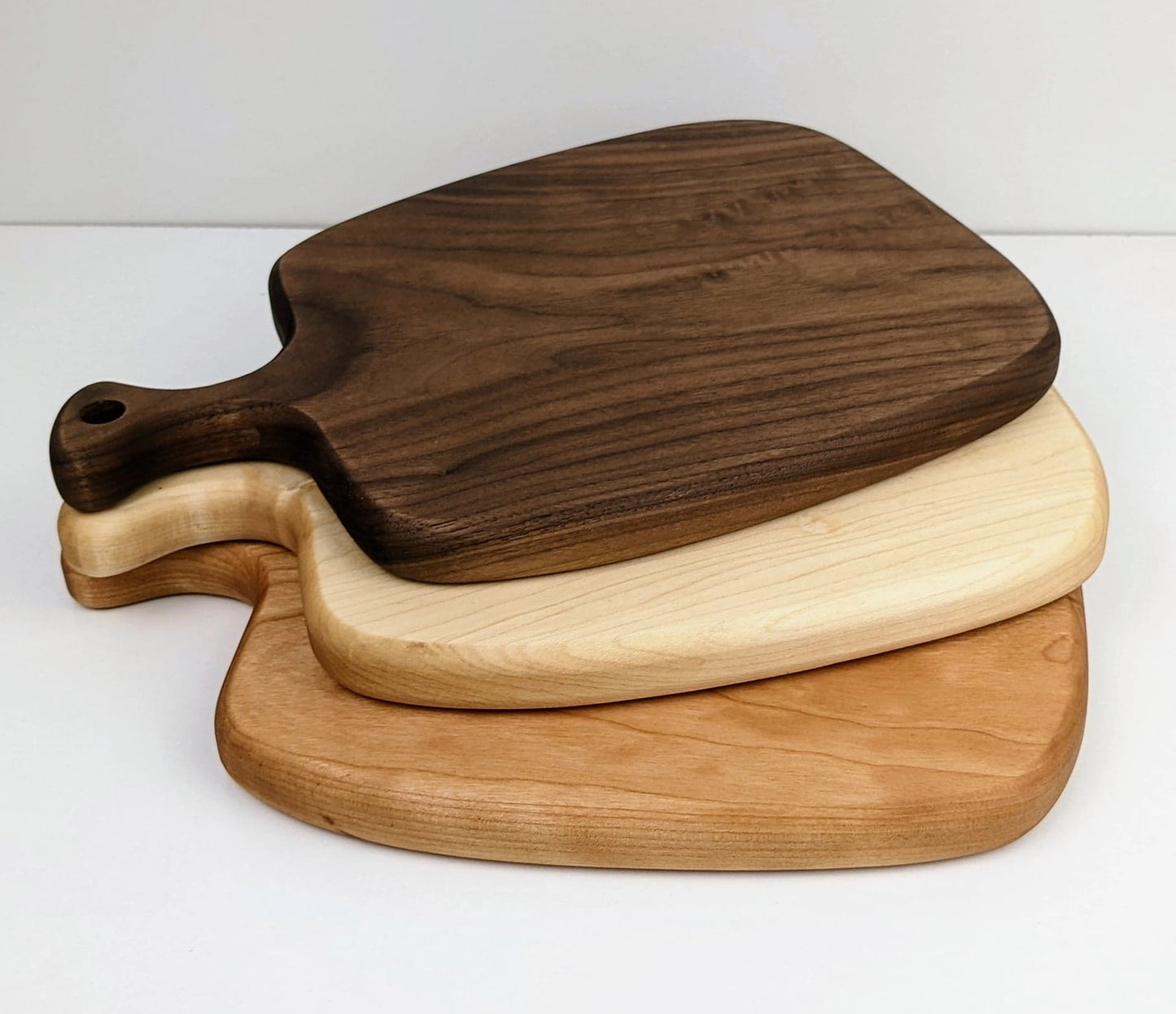 Large Cherry Wooden Charcuterie Board with Handle (Rounded)