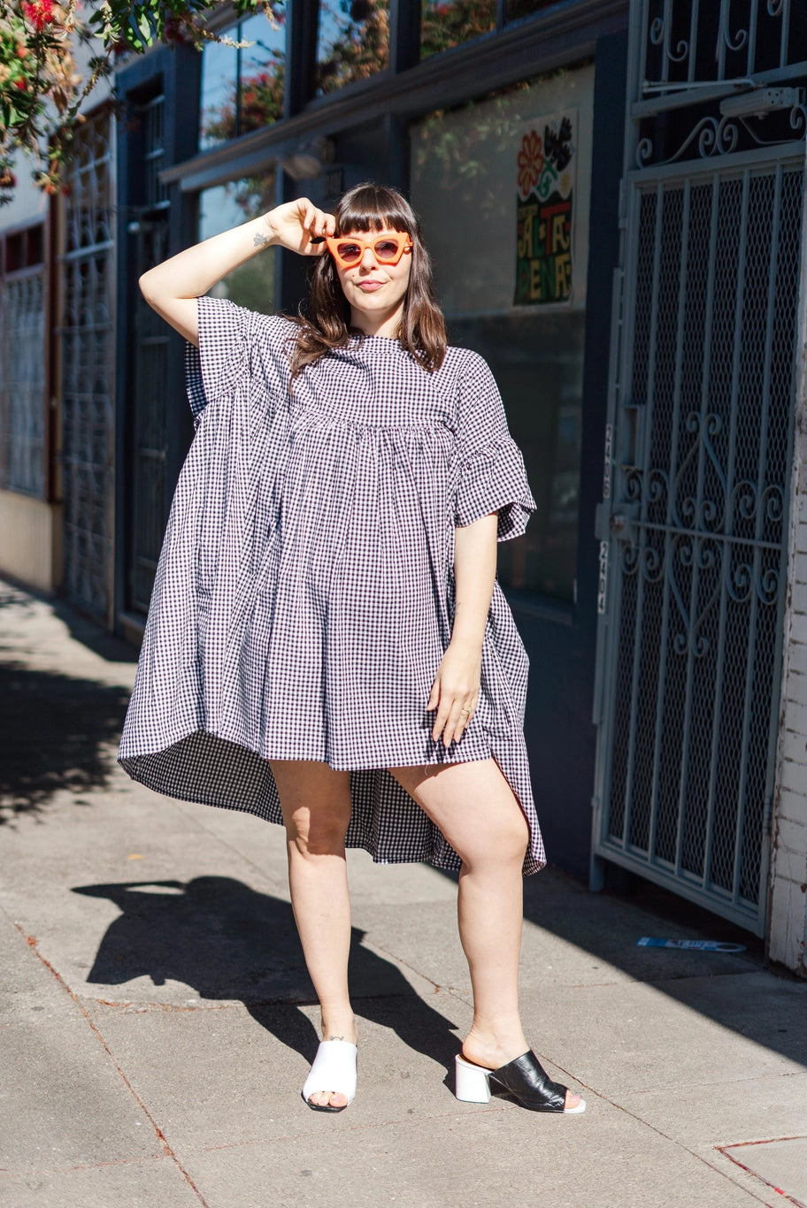 Black Gingham Mushroom Dress - OS