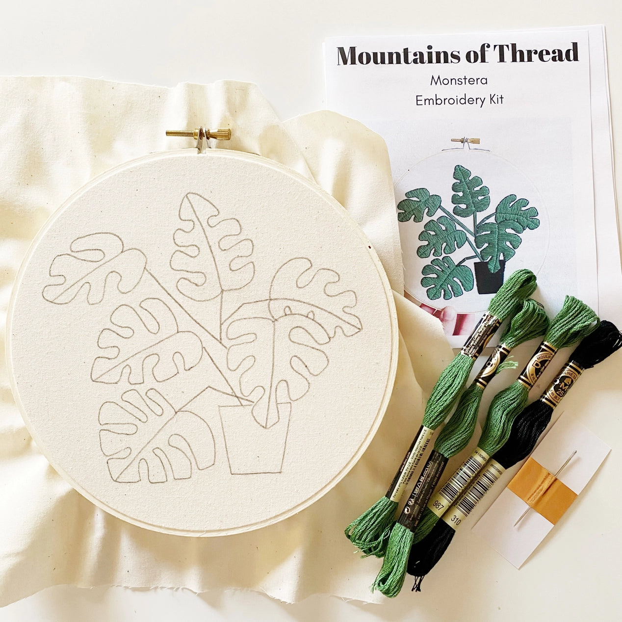 Monstera Embroidery Kit