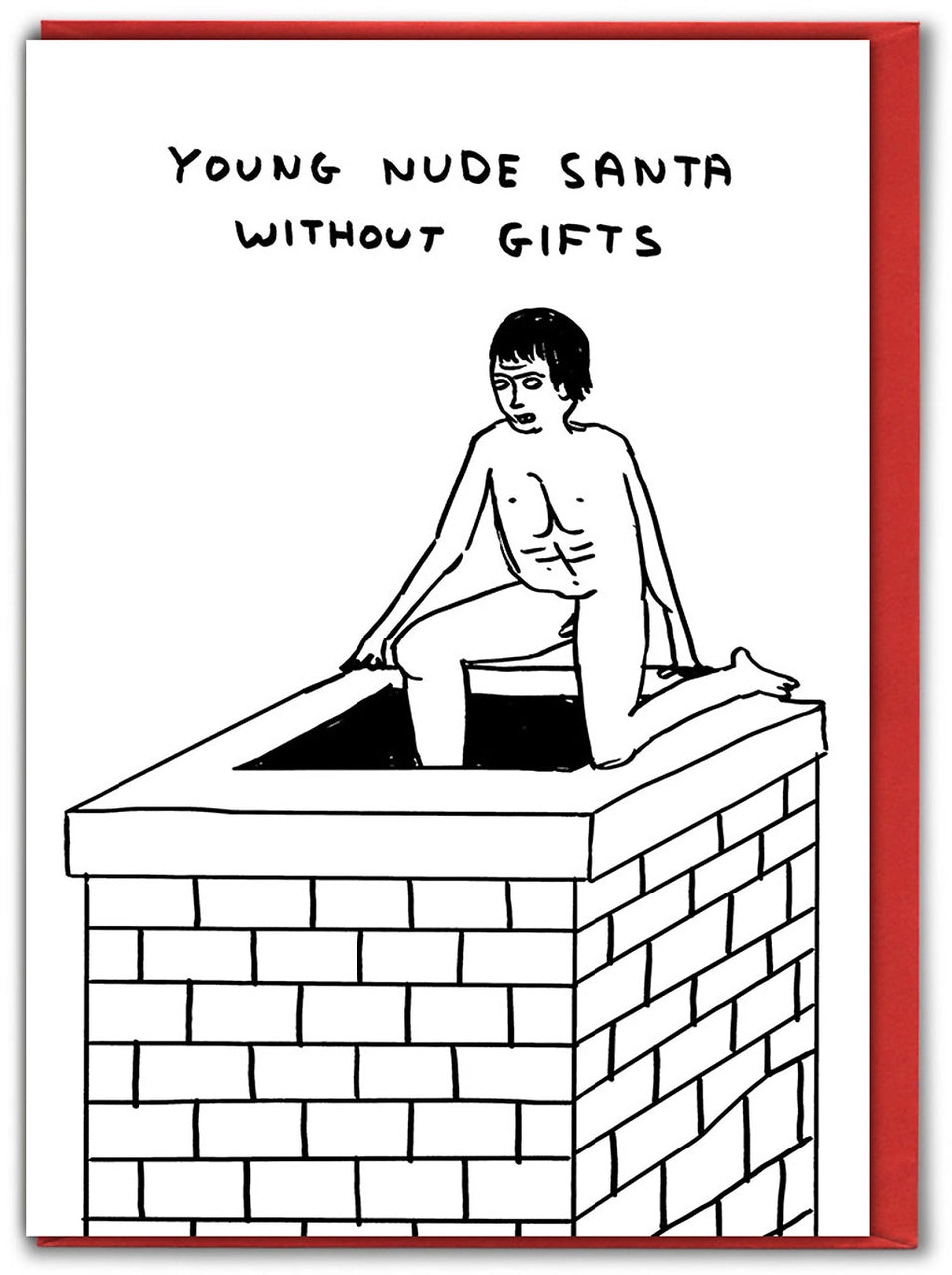 David Shrigley Christmas Card - Young Nude Santa