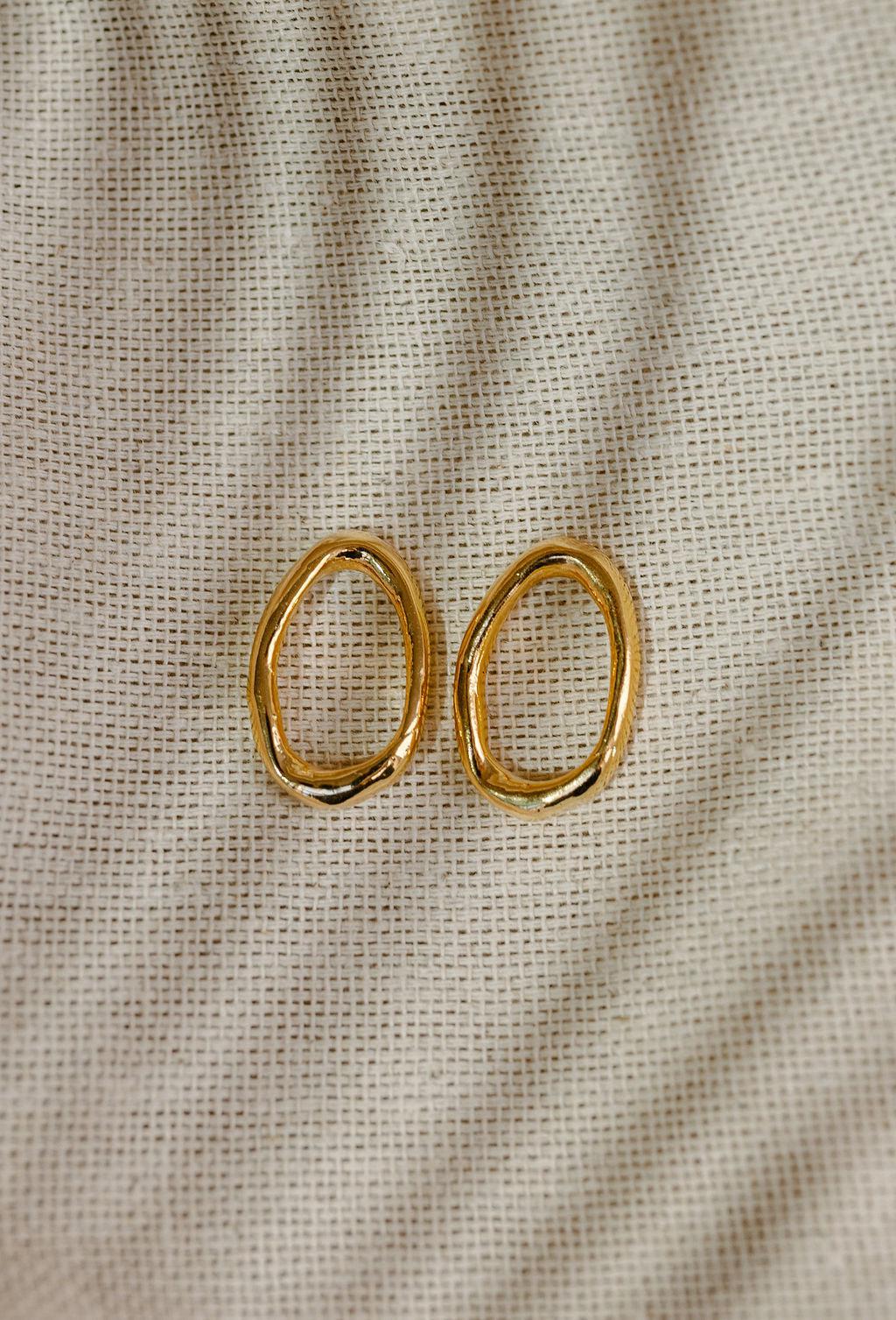 Organic Open Circle Stud Earrings