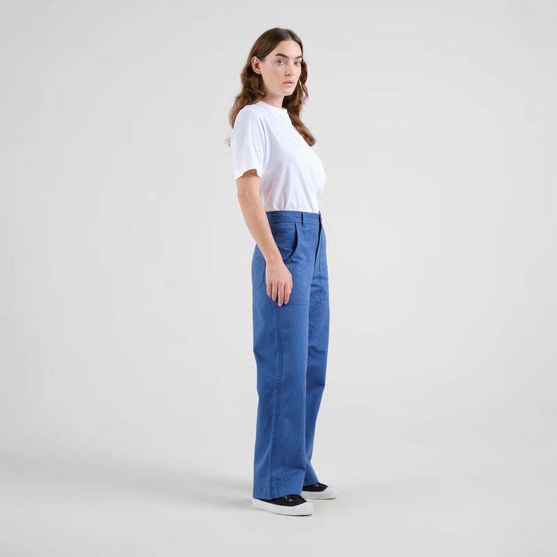 Vara Herringbone Workwear Pants - True Blue