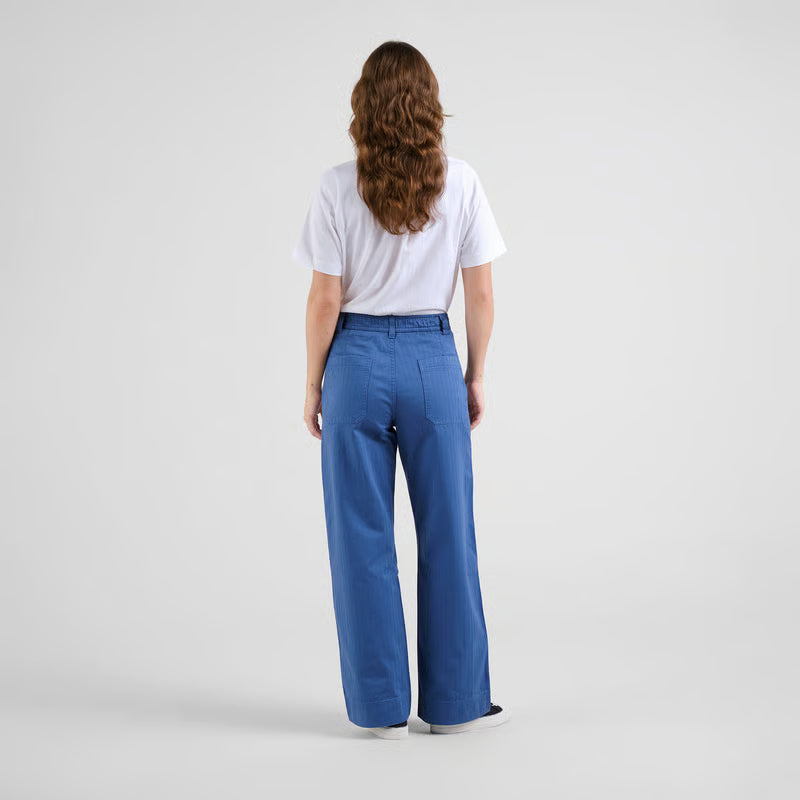 Vara Herringbone Workwear Pants - True Blue