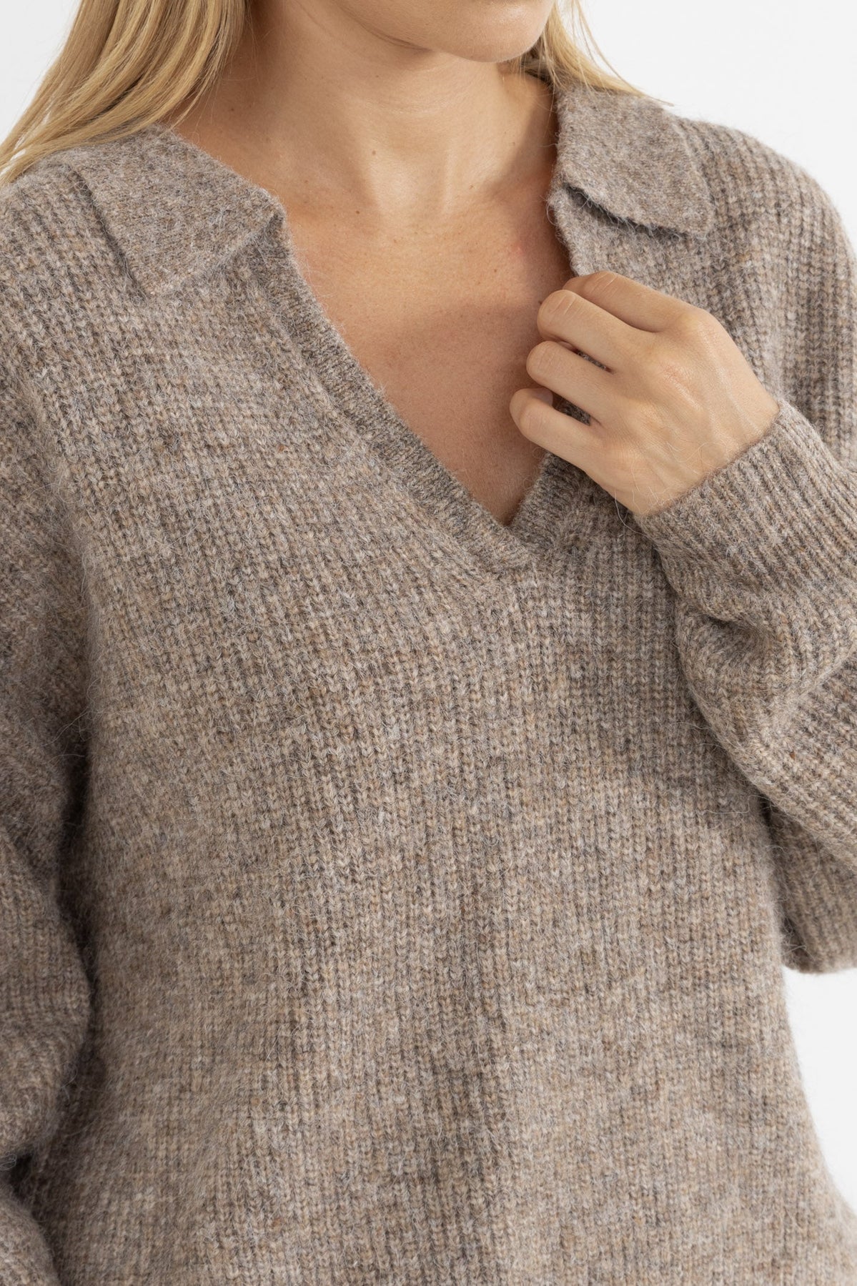 Quinn V-Neck Collared Jumper