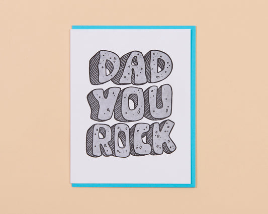 Dad You Rock Birthday Letterpress Greeting Card