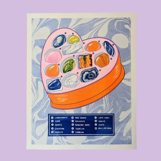 Man I Love Rocks and Gemstones | 11"x14" Risograph Print