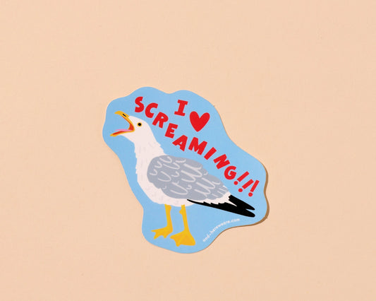 I Heart Screaming Seagull Vinyl Sticker