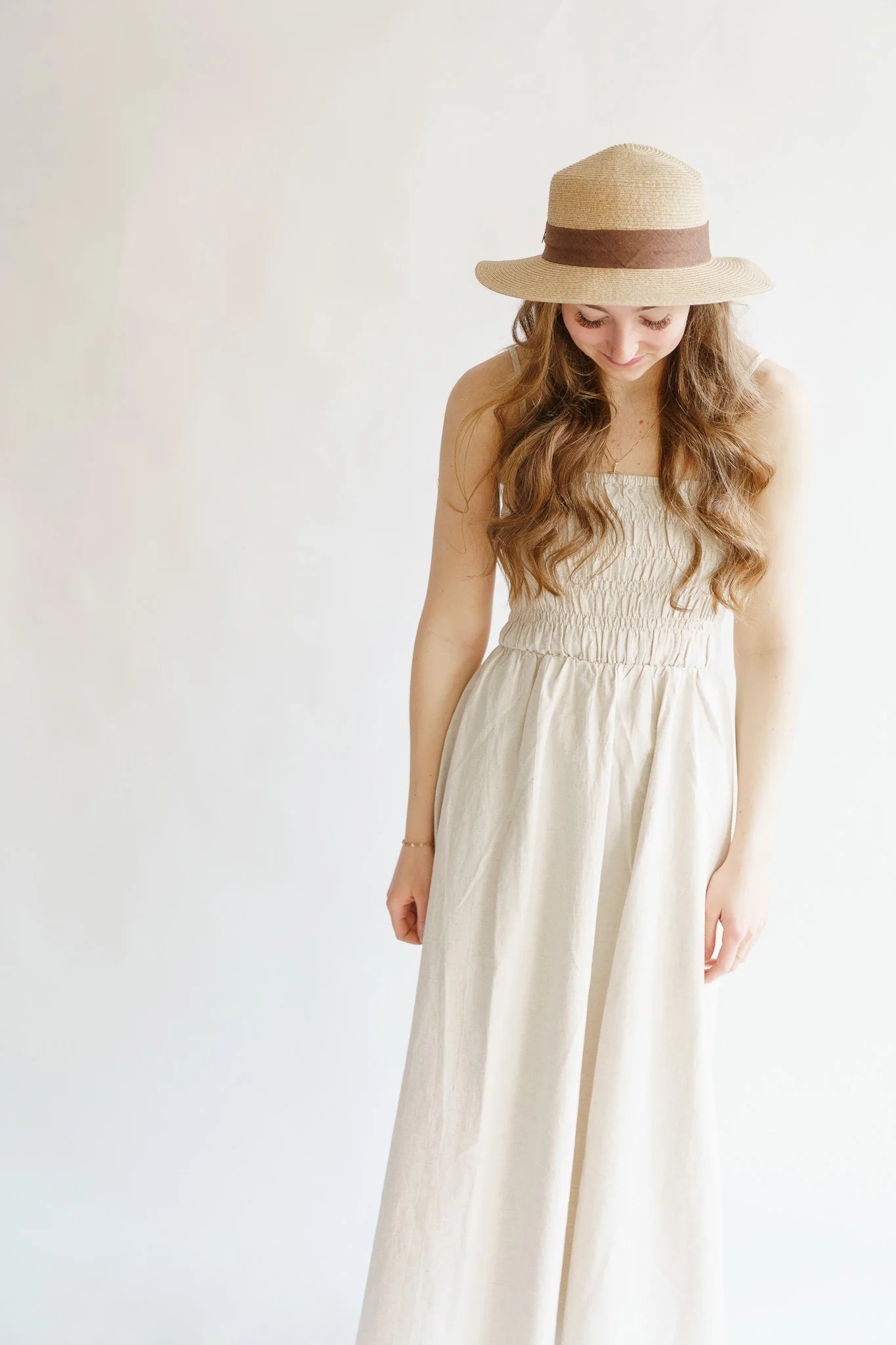 Classic Shirred Midi Dress - Oat