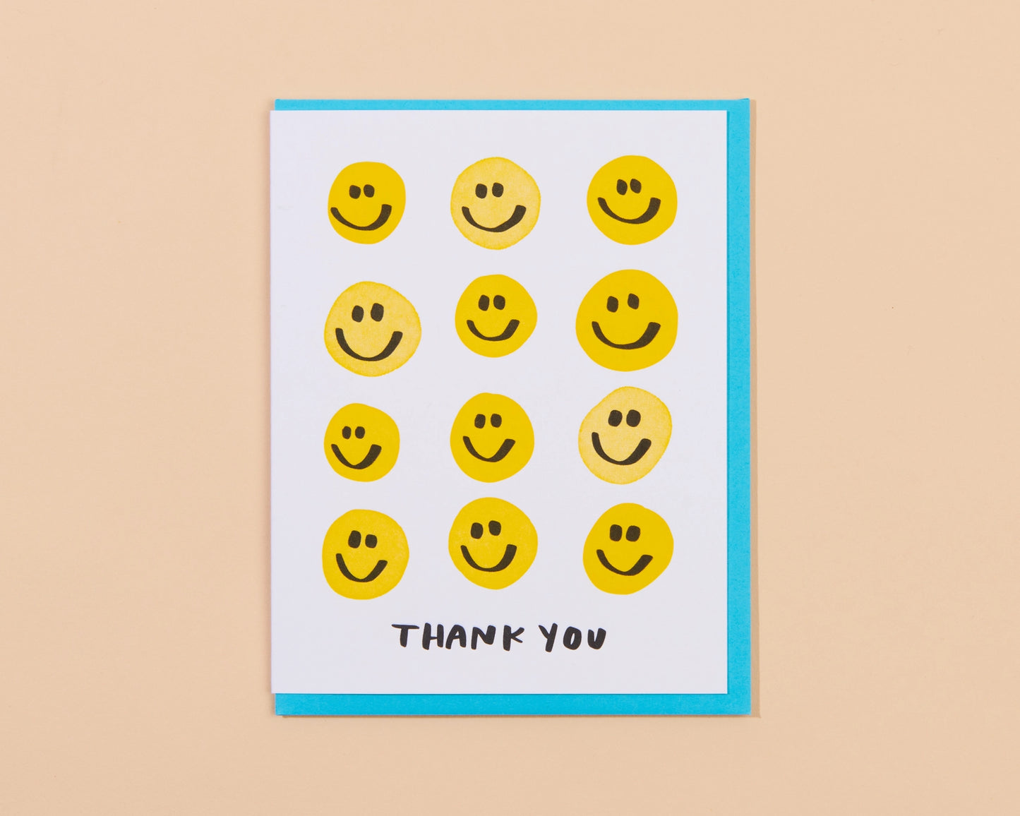 Smiley Thanks - Letterpress Thank You Greeting Card