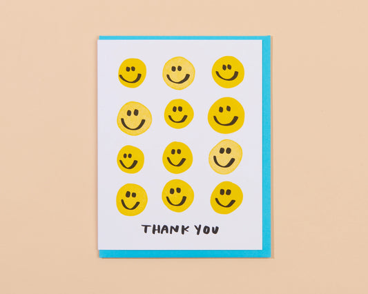 Smiley Thanks - Letterpress Thank You Greeting Card