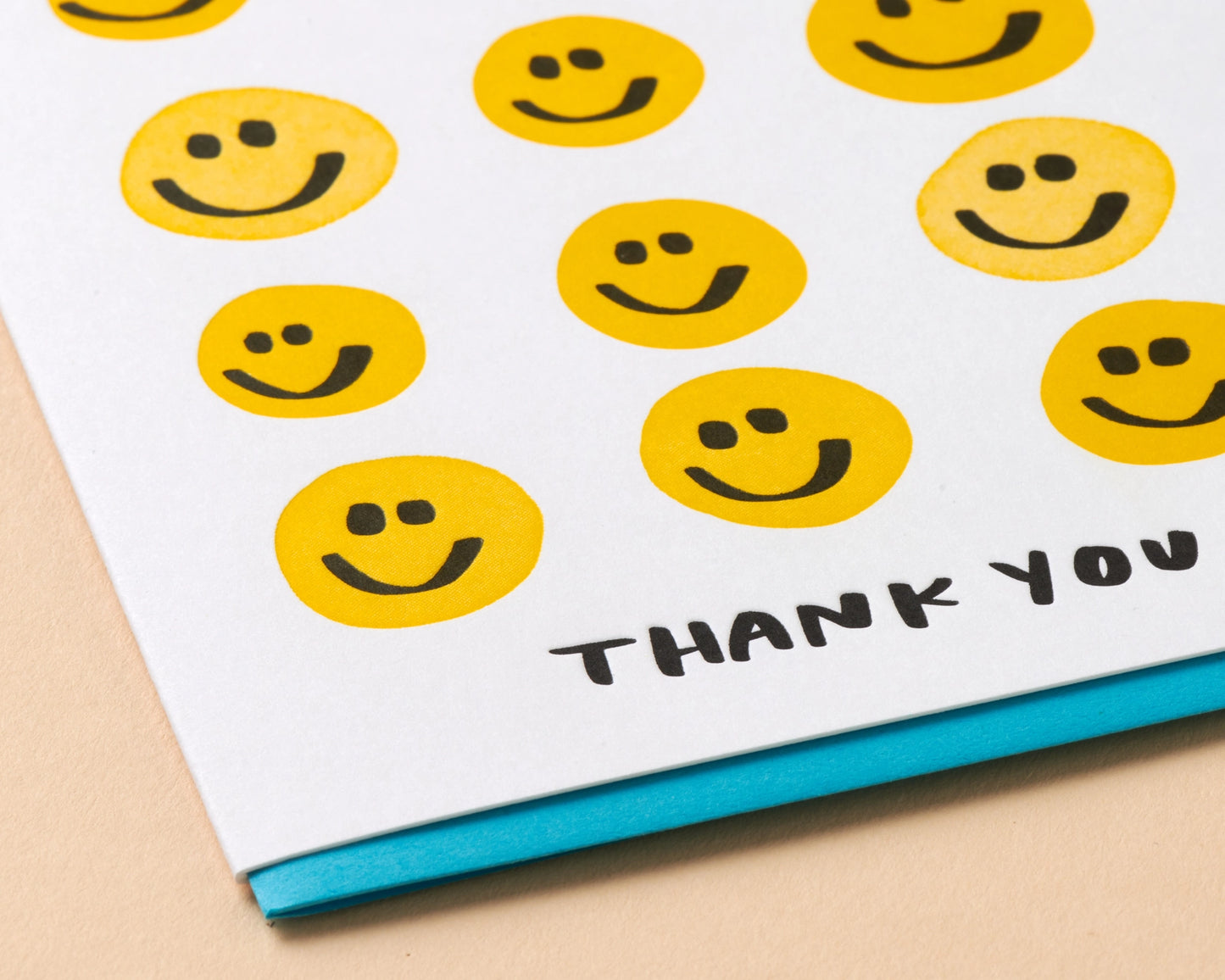 Smiley Thanks - Letterpress Thank You Greeting Card