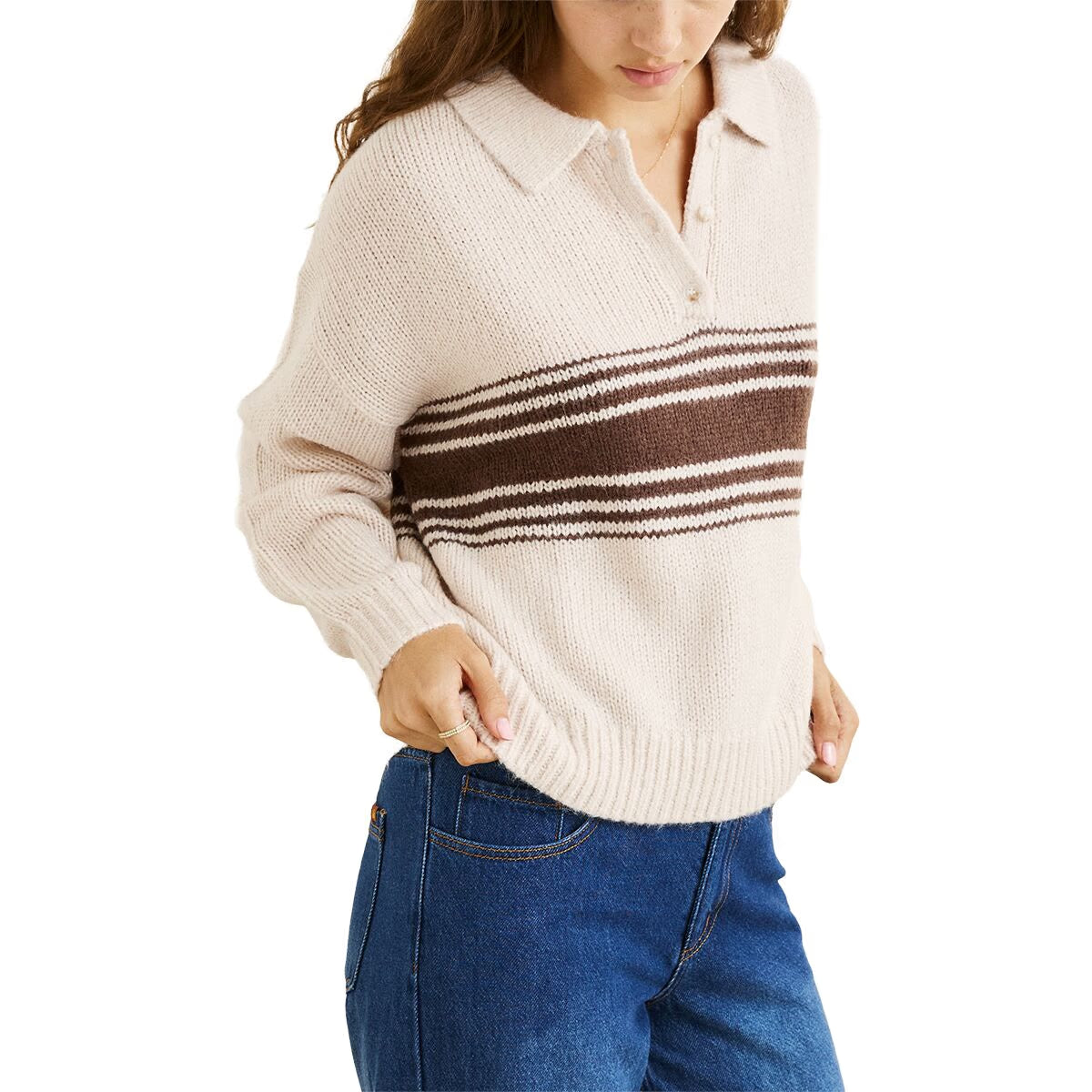 Strata Knit Collared Sweater