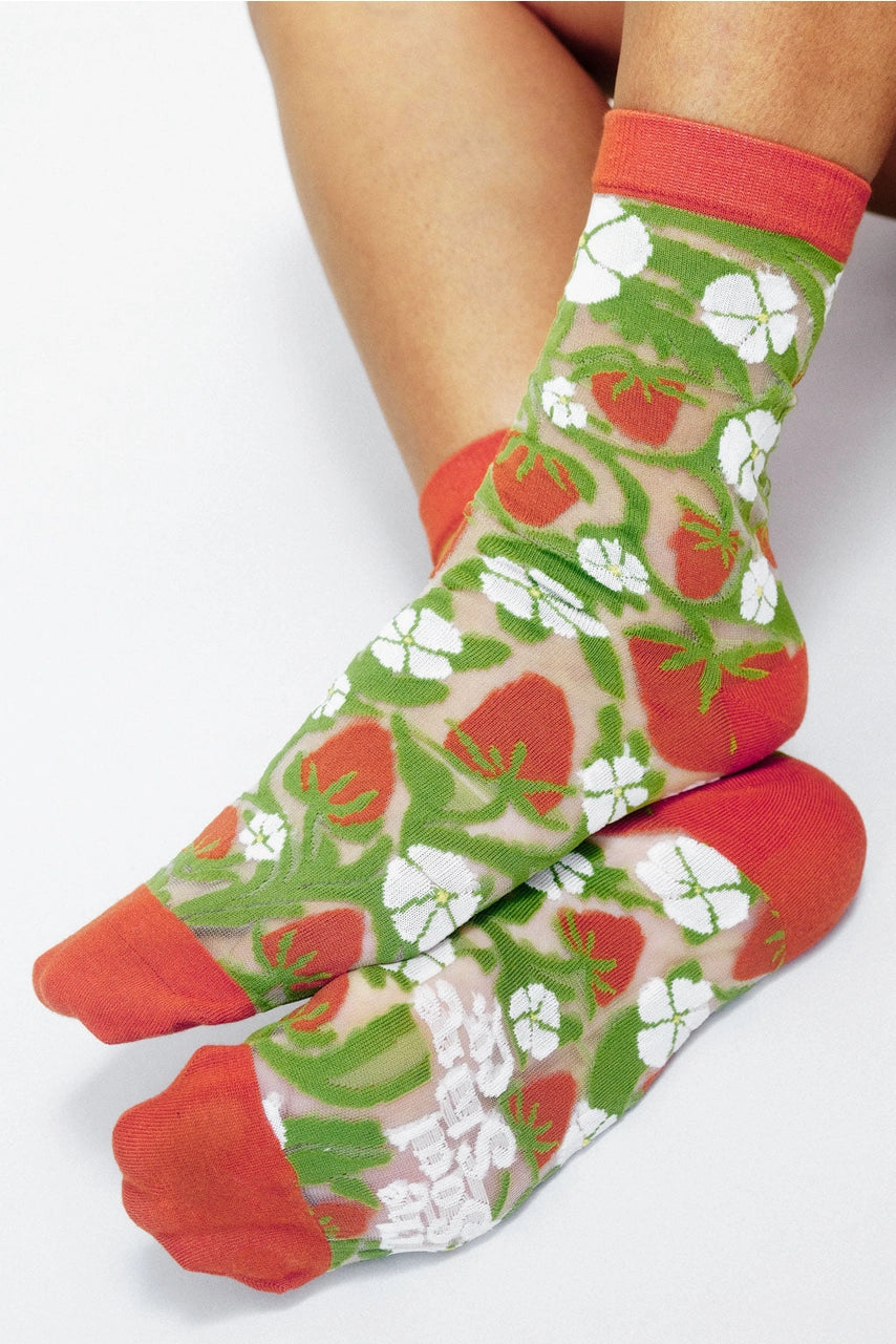 Strawberry Sheer Ankle Sock By Soulshine Co