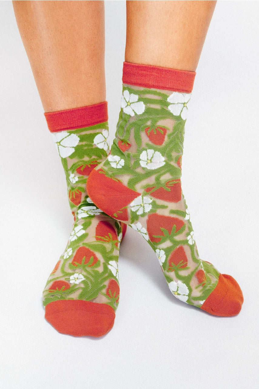 Strawberry Sheer Ankle Sock By Soulshine Co