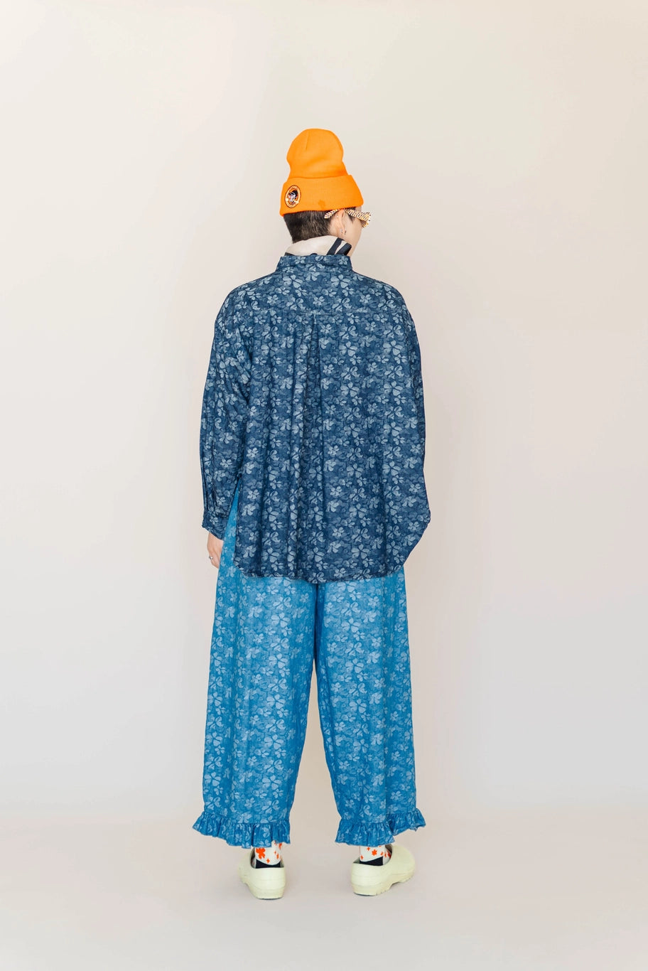 Dark Floral Chambray Button Up